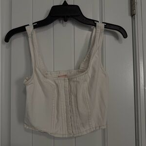 Women’s Cream Cropped Tank Top - Lightweight Square Neck